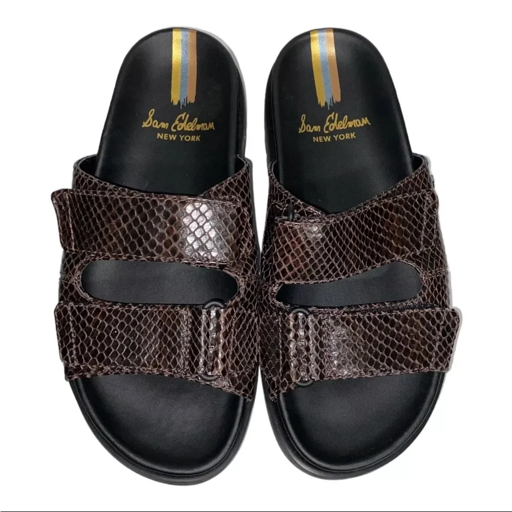 Sam Edelman Sandals Women’s Eliana Chunky Leather Brown Sandel NEW - Picture 4 of 10